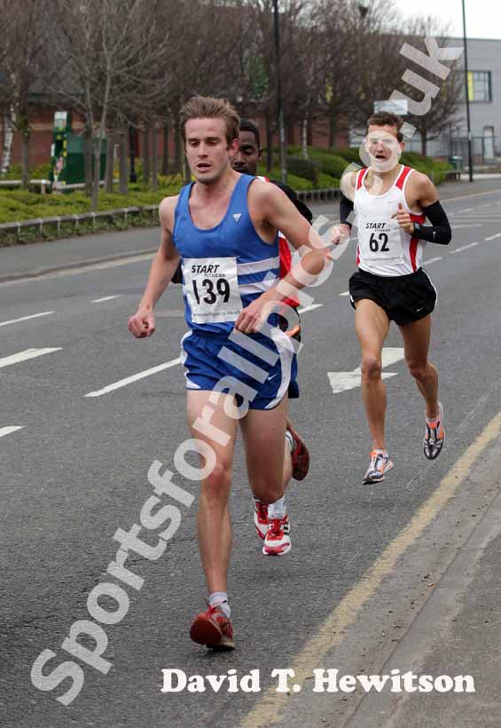 Matt Nicholson (Morpeth) finishing 2nd in the Wallsend Harriers Terry O'Gara Memorial 5k Road Race.